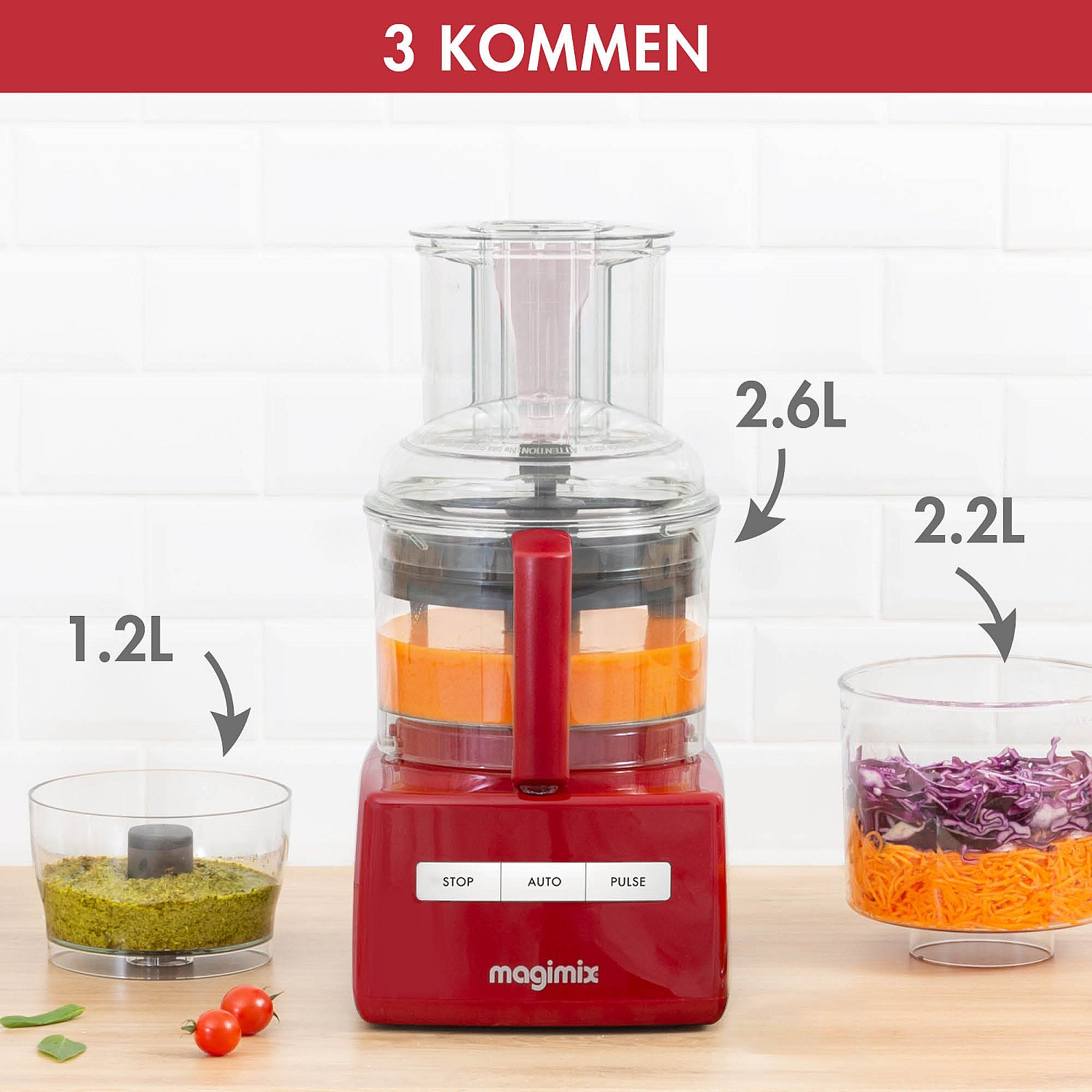 Magimix 3200 XL Compact Food Processor Rood Meesterslijpers.nl